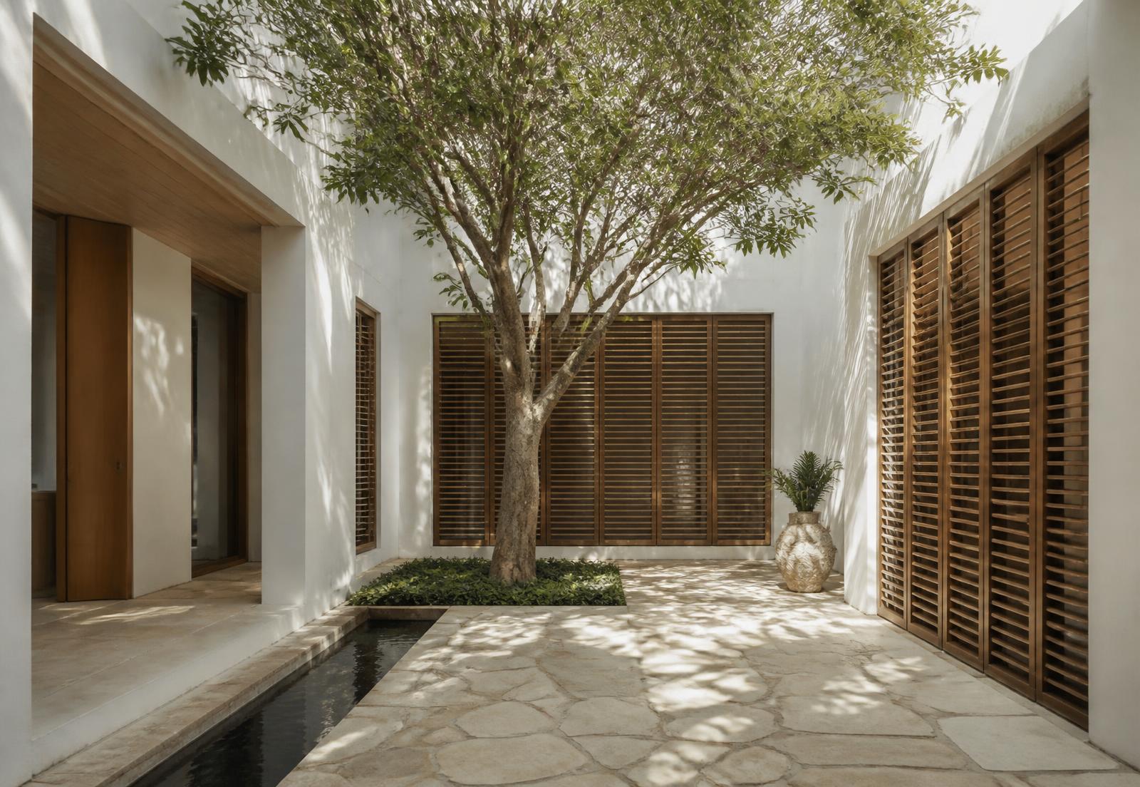 Courtyard Renewal — A dark island house turned inside out around a shaded courtyard.